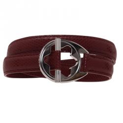 Pre Owned Montblanc Hold Me Tight Red Leather Silver Bracelet
