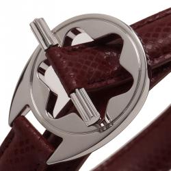 Pre Owned Montblanc Hold Me Tight Red Leather Silver Bracelet