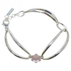 Pre Owned Montblanc Star Pink Cabouchon Silver Bangle Bracelet 
