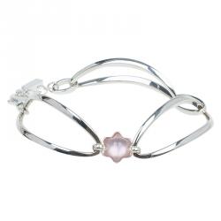 Pre Owned Montblanc Star Pink Cabouchon Silver Bangle Bracelet 