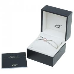 Pre Owned Montblanc Star Pink Cabouchon Silver Bangle Bracelet 