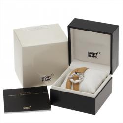 Pre Owned Montblanc Hold Me Tight Beige Leather Silver Bracelet