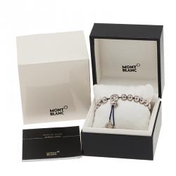Pre Owned Montblanc Star Beads Blue Cord Silver Bracelet