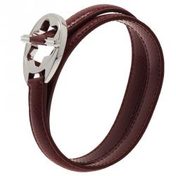 Pre Owned Montblanc Hold Me Tight Red Leather Silver Bracelet