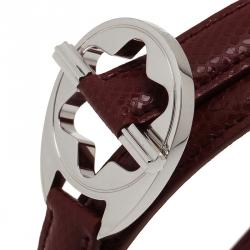 Pre Owned Montblanc Hold Me Tight Red Leather Silver Bracelet