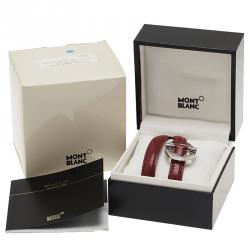 Pre Owned Montblanc Hold Me Tight Red Leather Silver Bracelet
