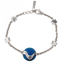 Pre Owned Montblanc Blue Pendant Silver Bracelet
