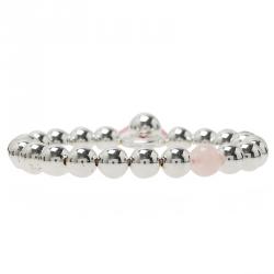 Pre Owned Montblanc Star Beads Pink Cord Silver Bracelet