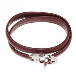 Montblanc Star Collection Hold Me Tight Red Leather Silver Bracelet Size 18cm