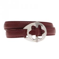 Montblanc Star Collection Hold Me Tight Red Leather Silver Bracelet Size 18cm