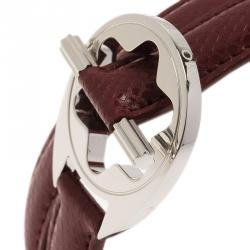 Montblanc Star Collection Hold Me Tight Red Leather Silver Bracelet Size 18cm