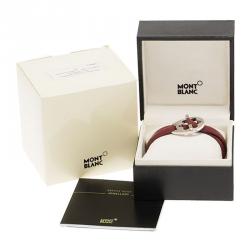 Montblanc Star Collection Hold Me Tight Red Leather Silver Bracelet Size 18cm