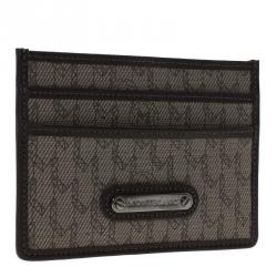 Pre Owned Montblanc Brown/Beige Coated Canvas Signature Pocket Holder 4CC