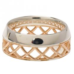 Pre Owned Montblanc Silver Rose Gold Tone Band Ring 58