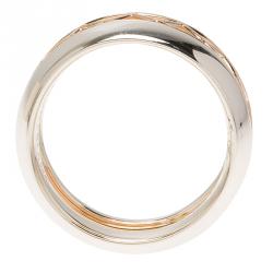 Pre Owned Montblanc Silver Rose Gold Tone Band Ring 58