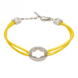 Pre Owned Montblanc Star Collection Yellow Satin Silver Star Bracelet