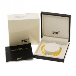Pre Owned Montblanc Star Collection Yellow Satin Silver Star Bracelet