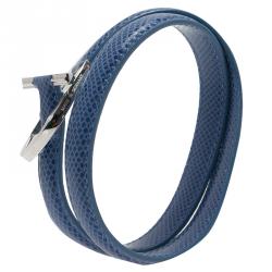 Pre Owned Montblanc Hold Me Tight Blue Leather Silver Bracelet
