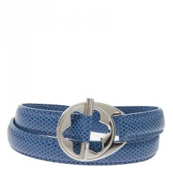Pre Owned Montblanc Hold Me Tight Blue Leather Silver Bracelet