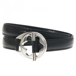 Pre Owned Montblanc Star Collection Hold Me Tight Black Leather Silver Bracelet