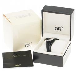 Pre Owned Montblanc Star Collection Hold Me Tight Black Leather Silver Bracelet