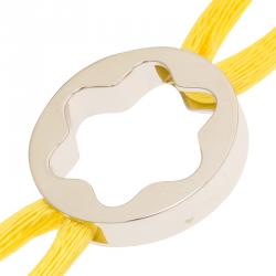Pre Owned Montblanc Star Collection Silver Star Yellow Satin Bracelet