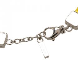Pre Owned Montblanc Star Collection Silver Star Yellow Satin Bracelet