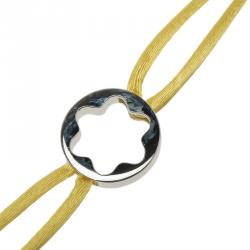 Pre Owned Montblanc Star Collection Yellow Satin Silver Star Bracelet