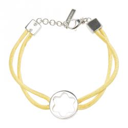 Pre Owned Montblanc Star Collection Yellow Satin Silver Star Bracelet