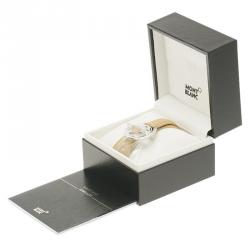 Pre Owned Montblanc Star Collection Hold Me Tight Almond Leather & Silver Wrap Around Toggle Bracelet 18cm