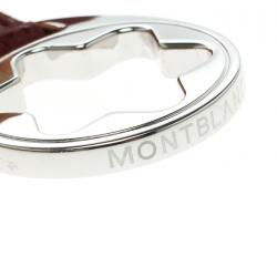 Pre Owned Montblanc Star Collection Hold Me Tight Burgundy Leather & Silver Wrap Around Toggle Bracelet 17cm