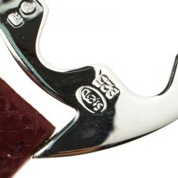 Pre Owned Montblanc Star Collection Hold Me Tight Burgundy Leather & Silver Wrap Around Toggle Bracelet 17cm