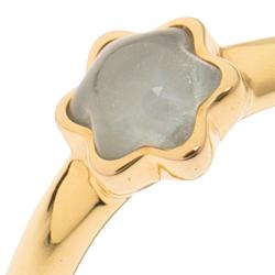 Pre Owned Montblanc Cabochon De Montblanc Milky Quartz Rose Gold Ring 56