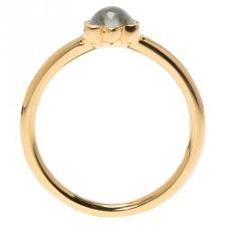 Pre Owned Montblanc Cabochon De Montblanc Milky Quartz Rose Gold Ring 56