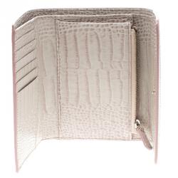 Pre Owned Montblanc Lilac Croc Embossed Leather French Wallet