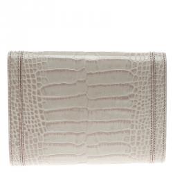 Pre Owned Montblanc Lilac Croc Embossed Leather French Wallet