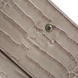 Pre Owned Montblanc Lilac Croc Embossed Leather French Wallet
