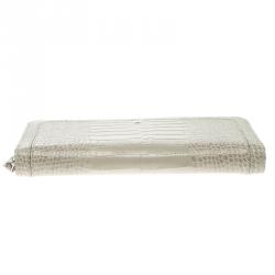 Montblanc Beige Croc Embossed Leather Boheme Zip Around Wallet