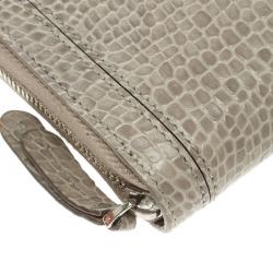 Montblanc Beige Croc Embossed Leather Boheme Zip Around Wallet