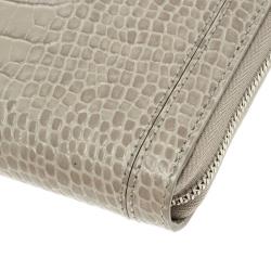 Montblanc Beige Croc Embossed Leather Boheme Zip Around Wallet