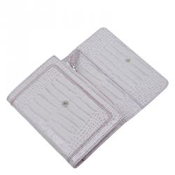 Pre Owned Montblanc Lilac Croc Embossed Leather French Wallet