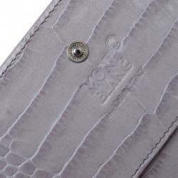 Pre Owned Montblanc Lilac Croc Embossed Leather French Wallet