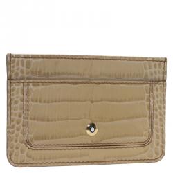 Montblanc Beige Croc Embossed Leather Card Holder