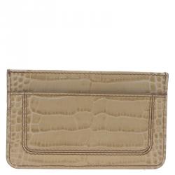 Montblanc Beige Croc Embossed Leather Card Holder