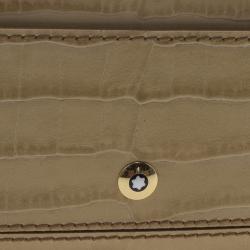 Montblanc Beige Croc Embossed Leather Card Holder