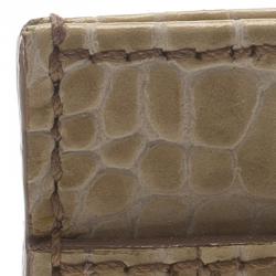 Montblanc Beige Croc Embossed Leather Card Holder