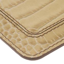 Montblanc Beige Croc Embossed Leather Card Holder