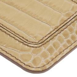 Montblanc Beige Croc Embossed Leather Card Holder