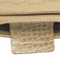 Montblanc Beige Croc Embossed Leather Card Holder