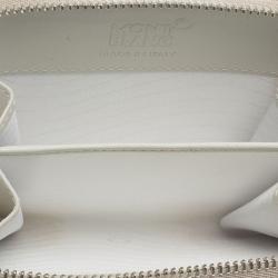 Pre Owned Montblanc Beige Croc Embossed Leather Zip Around Coin Purse